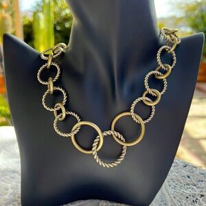 Textured Circles Brushed Gold Choker Necklace